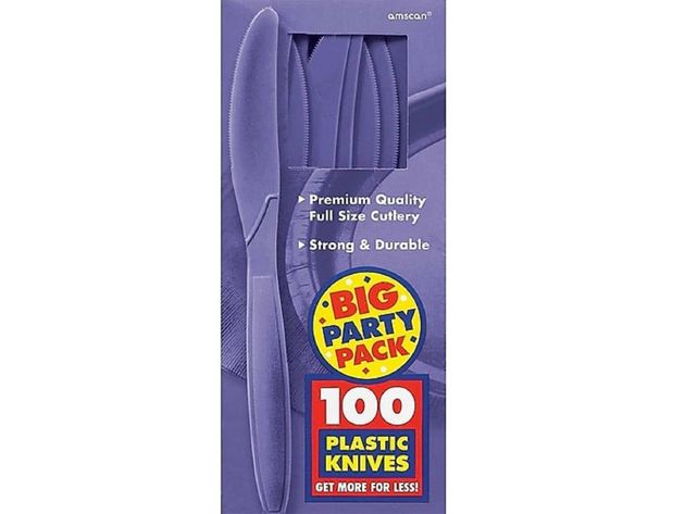 Party Favors - Big Party Pack - New Purple - Plastic Knives - 100ct