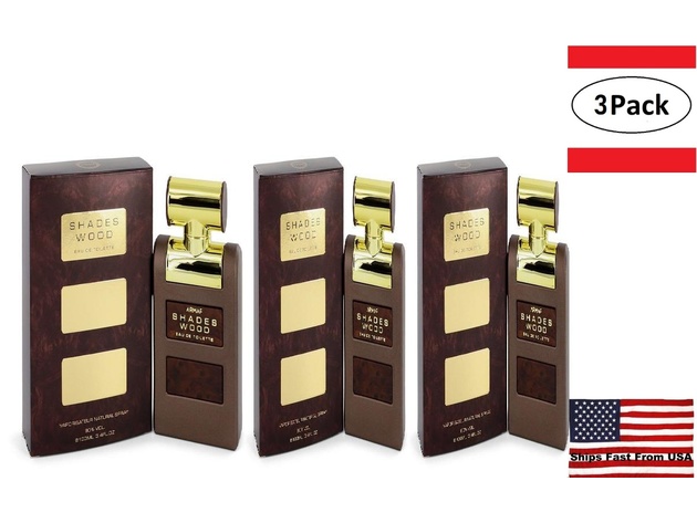 3 Pack Armaf Shades Wood by Armaf Eau De Toilette Spray 3.4 oz for Men