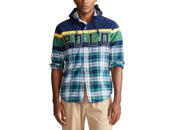 Polo Ralph Lauren Men's Hooded Half Plaid Shirt Multicolor Size Large |  StackSocial