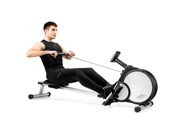 Costway Magnetic Rowing Machine Foldable Exercise Rower w/LCD Monitor for Home Gym - Black/White
