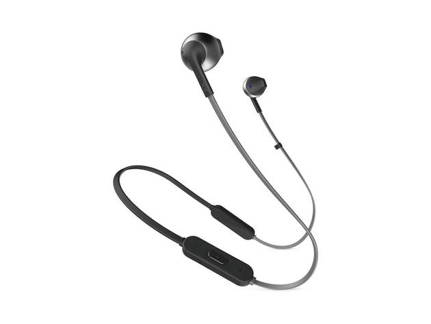 JBL T205BTBLK Tune 205BT Bluetooth Ear-Buds with Three Button Remote and Mic - Black