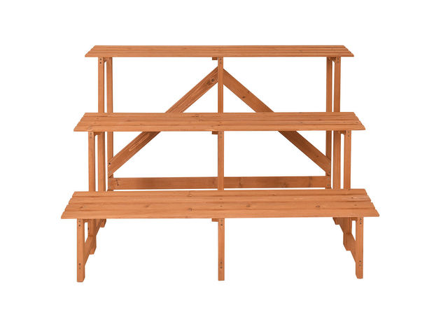 Costway 3 Tier Wide Wood Plant Stand Flower Pot Holder Display Rack ...