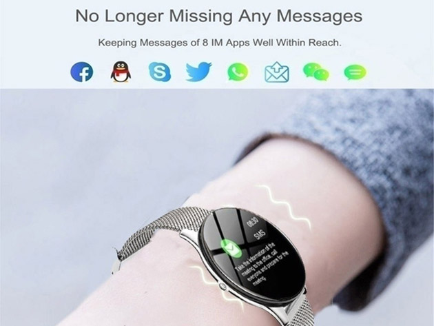 Smart Watch with Stainless Steel Strap (Silver)