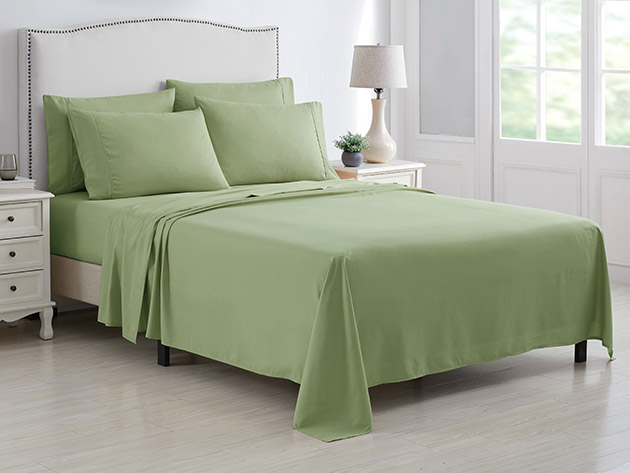 Kathy Ireland 1298TWSG Twin Size Brushed Microfiber Sheet Set, Sage - 6 Piece