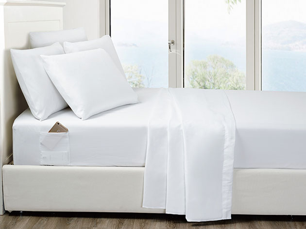 6-Piece White Ultra-Soft Bed Sheet Set With Side Pockets
