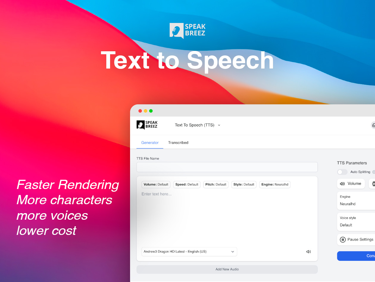SpeakBreez AI Voiceover Generator: Lifetime Subscription (Pro Plan)