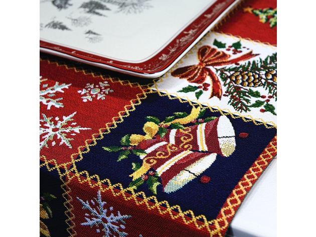 Homvare Christmas Table Full Length Runner for Holiday Dinner, Parties, Home Décor Woven Tapestry 13”x72”
