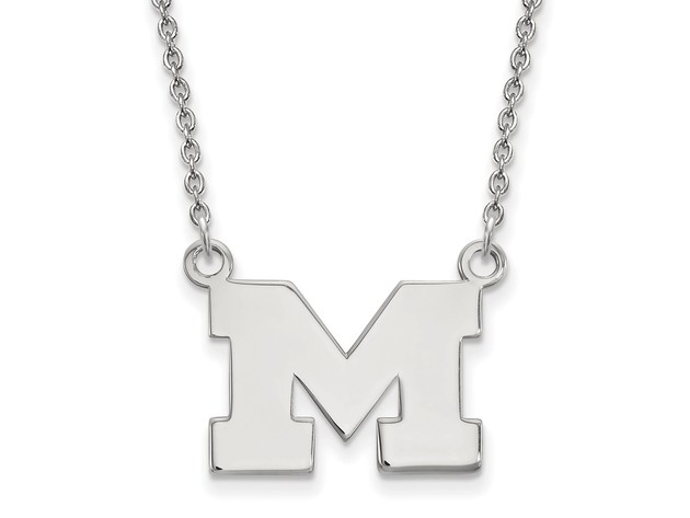 Sterling Silver U of Michigan Small Pendant Necklace