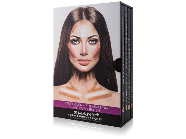 SHANY 4-Layer Contour and Highlight Makeup Kit - Set of Concealer/Color Corrector, Foundation, Contour/Highlight, and Blush Palettes