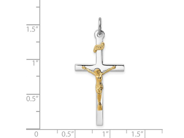 Sterling Silver with 18K Gold Plating Crucifix Cross Pendant Necklace with Chain