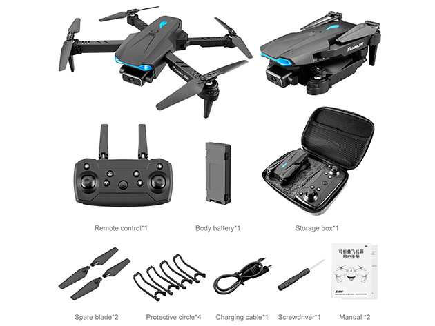Black GPS 4K Drone 106 Pro with Gimbal & Electronic Image Stabilization (3-Pack Battery)