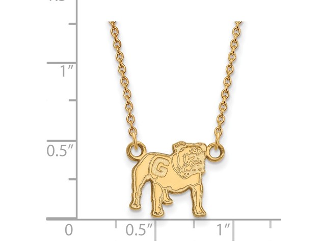 14k Gold Plated Silver U of Georgia Small Bulldog Necklace