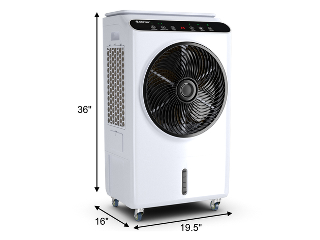 Costway Evaporative Portable Air Cooler Fan & Humidifier W/ Remote Control 12 Timer - Black + White