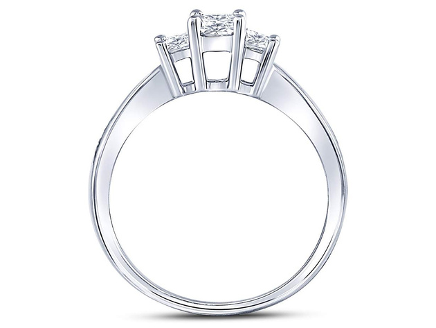Three Stone Princess Cut Diamond Anniversary Engagement Ring 1/2 Carat (ctw I-J, I1) in 14K White Gold - 8.5