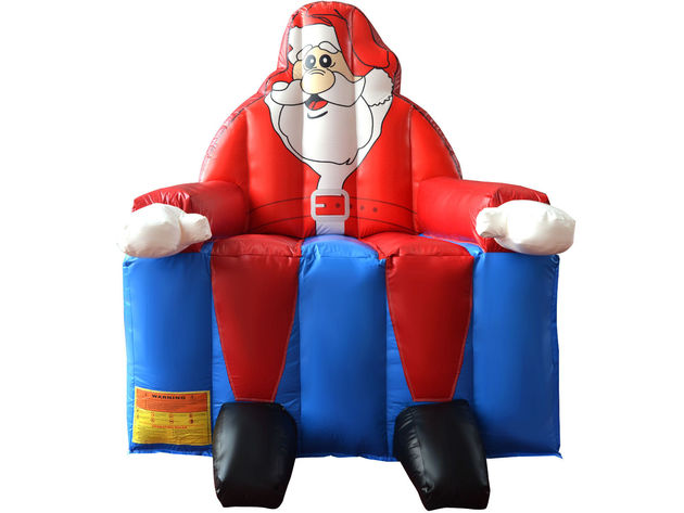 Costway Inflatable Santa Claus Water Park Castle Jumper Christmas Bounce House Without Blower - Blue