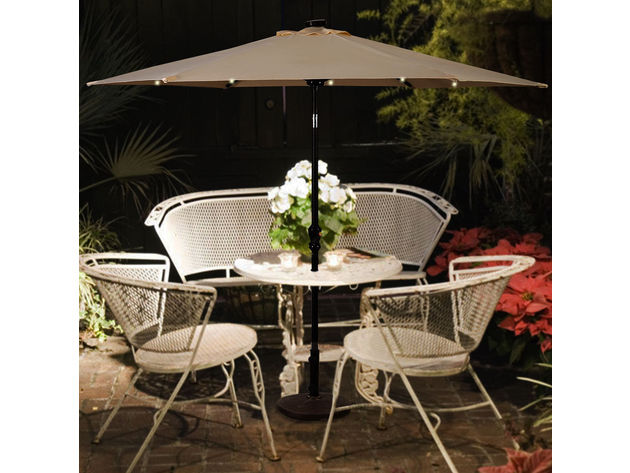 Costway 9ft Solar-Powered LED Patio Umbrella