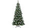 Costway 8 ft Snow Flocked Artificial Christmas Hinged Tree w/ Pine Needles & Red Berries - Green/White/Red