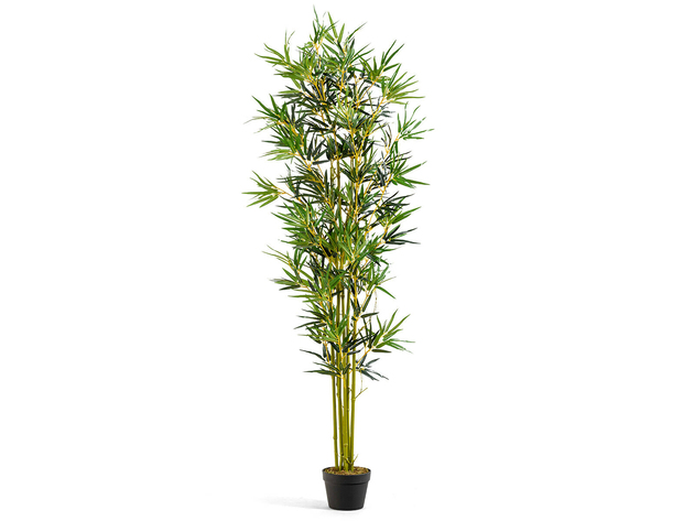 Costway 6 ft Artificial Bamboo Silk Tree Indoor Outdoor Home Office Decorative Planter - Green