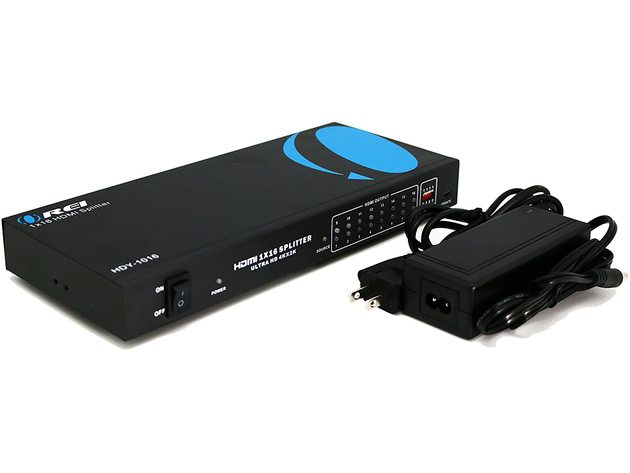 Orei 1x16 2.0 HDMI Splitter 2 Ports with Full Ultra HDCP 2.2, 4K at 60Hz & 3D Supports EDID Control - HDY-1016