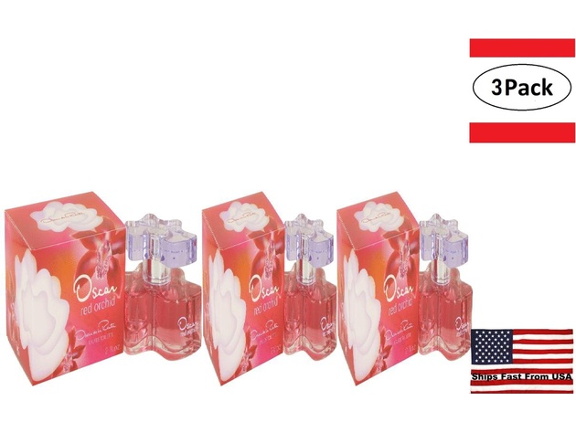 3 Pack Oscar Red Orchid by Oscar De La Renta Eau De Toilette Spray 2 oz for Women