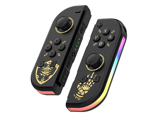 Wireless Controller for Nintendo Switch with RGB Lights (Black + Gold)