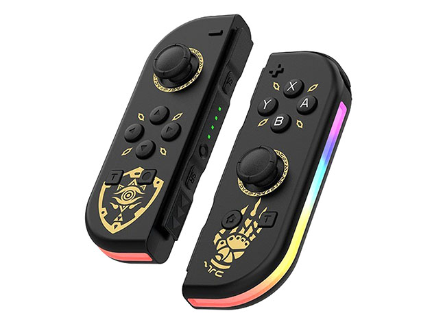 Wireless Controllers for Nintendo Switch with RGB Lights (Black + Gold)