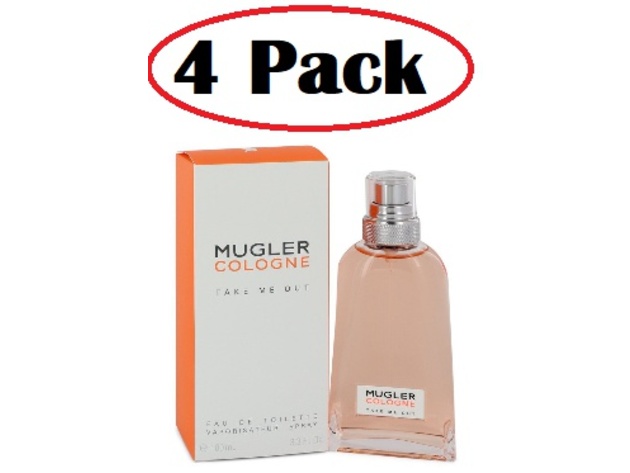4 Pack of Mugler Take Me Out by Thierry Mugler Eau De Toilette Spray (Unisex) 3.3 oz