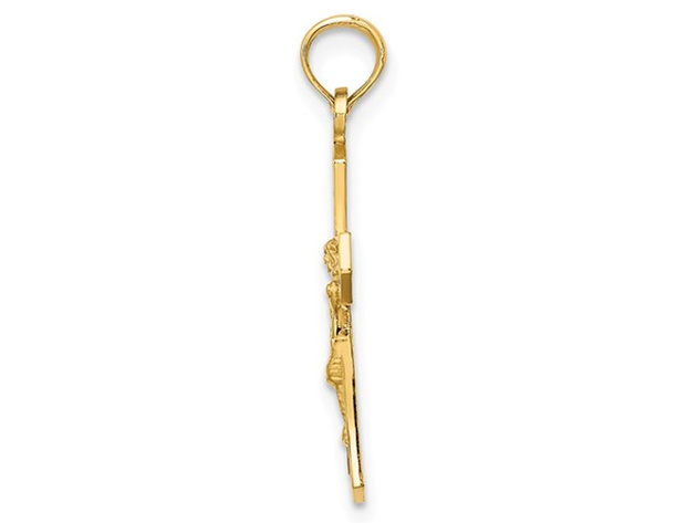 14K Yellow Gold Crucifix Cross Pendant Necklace with Chain