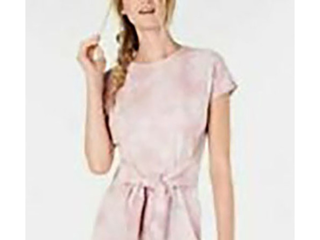 Ideology Women's Printed Tie-Front T-Shirt Dress Pink Size Extra Large