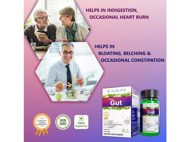 Avalife Digestive Support Supplements, Good Gut for Men & Women - Supports Gut Balance - Gluten Free, Vegan & Non-GMO - 60 Capsules