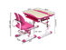 Costway Children Desk Chair Set Adjustable Study Table Drawer Winged Backrest Chair - Pink