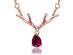 Dangling Antlers Necklace with Red Swarovski Crystal (Rose Gold)