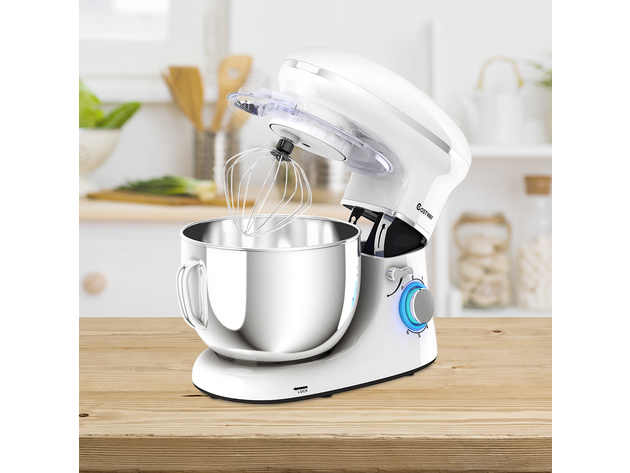 Costway 6.3 Quart Tilt-Head Food Stand Mixer 6 Speed 660W White - white