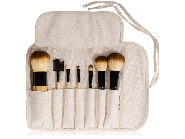 SHANY Bamboo Brush Set - Vegan Brushes With Premium Synthetic Hair & Cotton Pouch - 7pc