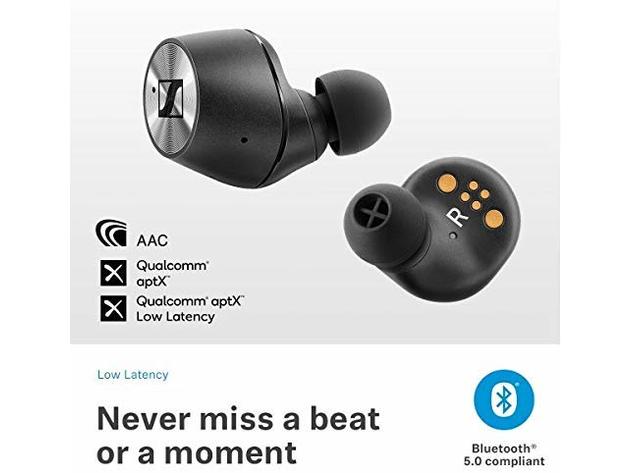 Sennheiser Momentum Wireless Bluetooth Earbuds w/Fingertip Touch Control - Black (Refurbished)