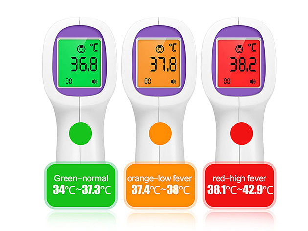 Infrared Non-Contact, Medical-Grade Digital Thermometer with 1-Sec Temperature Read 4-Pack