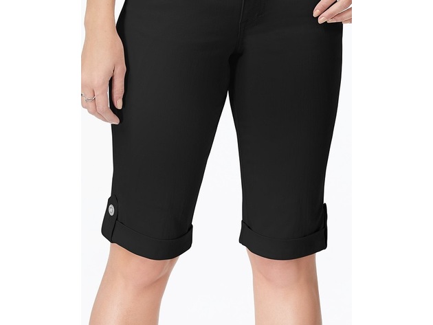 Style & Co Women's Cuffed Denim Skimmer Shorts Black Size 6