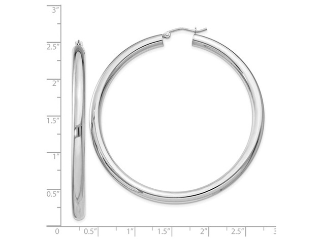 Extra Large Hoop Earrings in Sterling Silver 2 1/2 Inch (4.0mm)