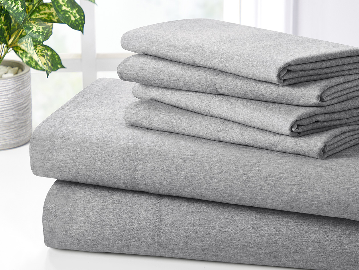 Bamboo Blend Chambray Sheet Set (Silver/Queen)