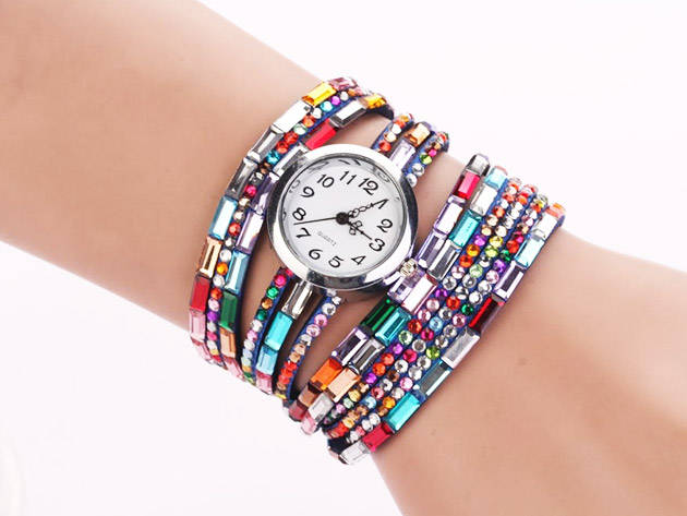 Jeweled Leather Bracelet Watches