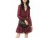 Michael Kors Women's Ruffled Checked Jacquard Mini Dress Wine Size Extra Large