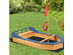 Costway Kids Pirate Boat Wood Sandbox w/ Bench Seat & Flag Pirate Sandboat for Bench
