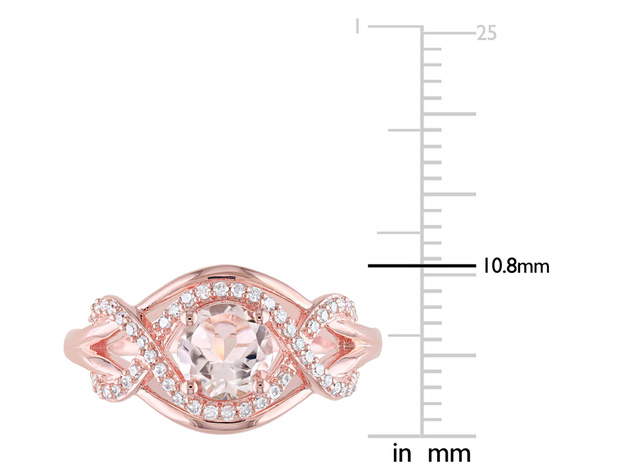 4/5 Carat (ctw) Morganite Infinity Ring in Rose Pink Sterling Silver with Accent Diamonds - 9