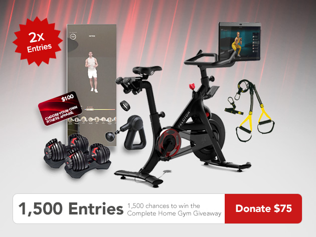 1500 Entries to Win the Complete Home Gym Giveaway Ft. Peloton & Donate to Charity