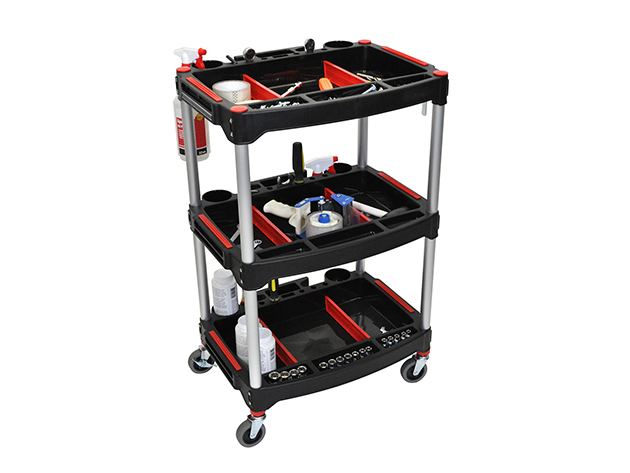 Offex Multipurpose Mobile Adjustable Height 3 Shelves Metal Rolling Storage Cart 