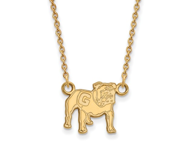 14k Gold Plated Silver U of Georgia Small Bulldog Necklace