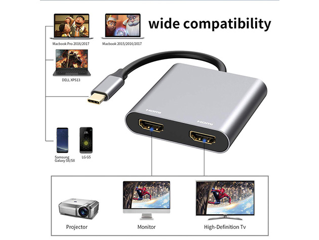 USB-C to Dual HDMI Adapter (2-in-1)