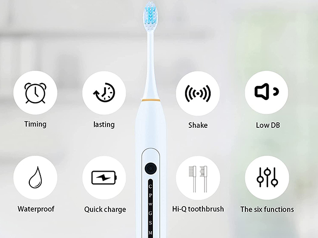 Smile Idol™ X7 Sonic Toothbrush (White) With 4 Brush Heads