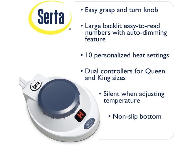 Serta Low Volt Waterproof Electric Heated Warming Mattress Pad - White