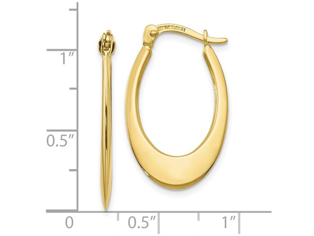 1510K Yellow Gold Polished Oval Hoop Earrings